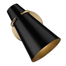 Golden 2122-1W MBS-BLK - Golden Lighting Reeva 1-light Wall Sconce in Modern Brass and Matte Black shade